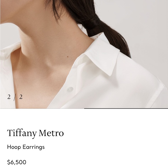 Tiffany 18K White Gold Metro Hoop Earrings - Picture 3 of 9